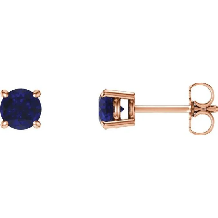 14K Rose 5 mm Lab-Grown Blue Sapphire Stud Earrings