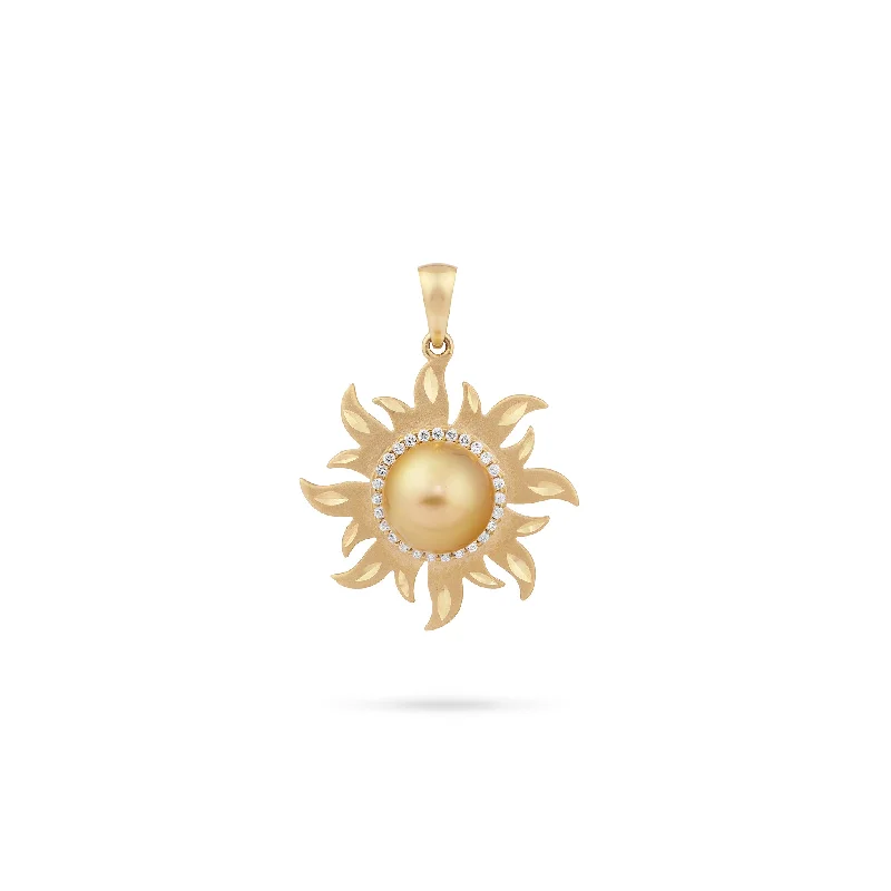 South Sea Gold Pearl Sun Pendant in Gold with Diamonds