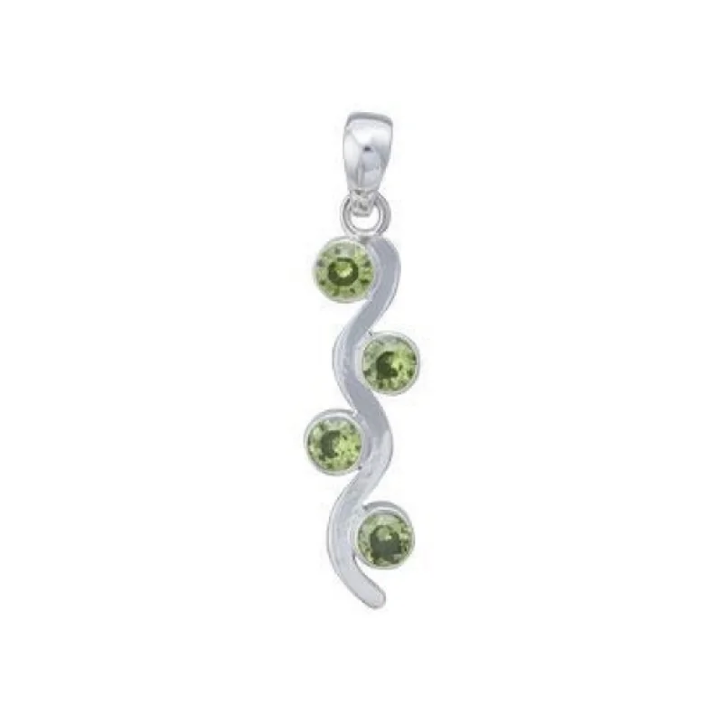 Sterling Silver Synthetic Peridot Wave Pendant