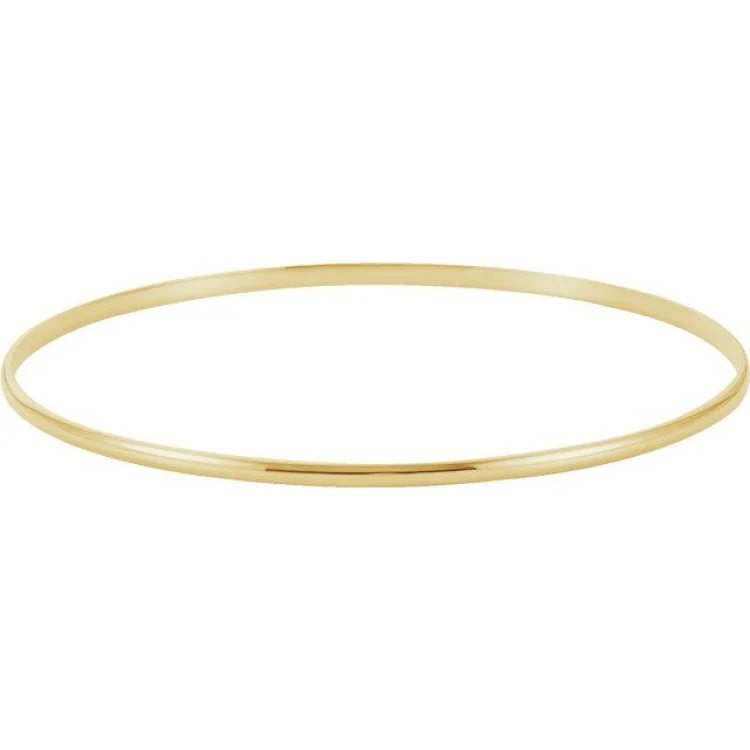 14K Yellow 2 mm Half Round Bangle 7 1/2