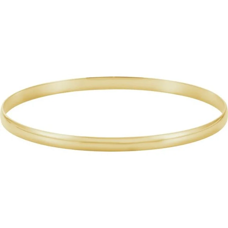 14K Yellow 6 mm Half Round Bangle 7 3/4