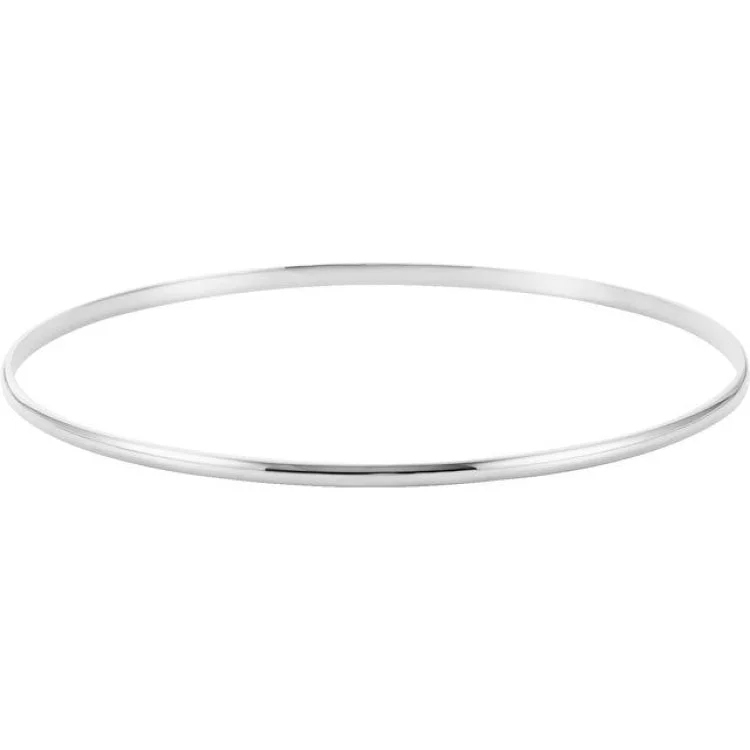 14K White 2 mm Half Round Bangle 7 1/2