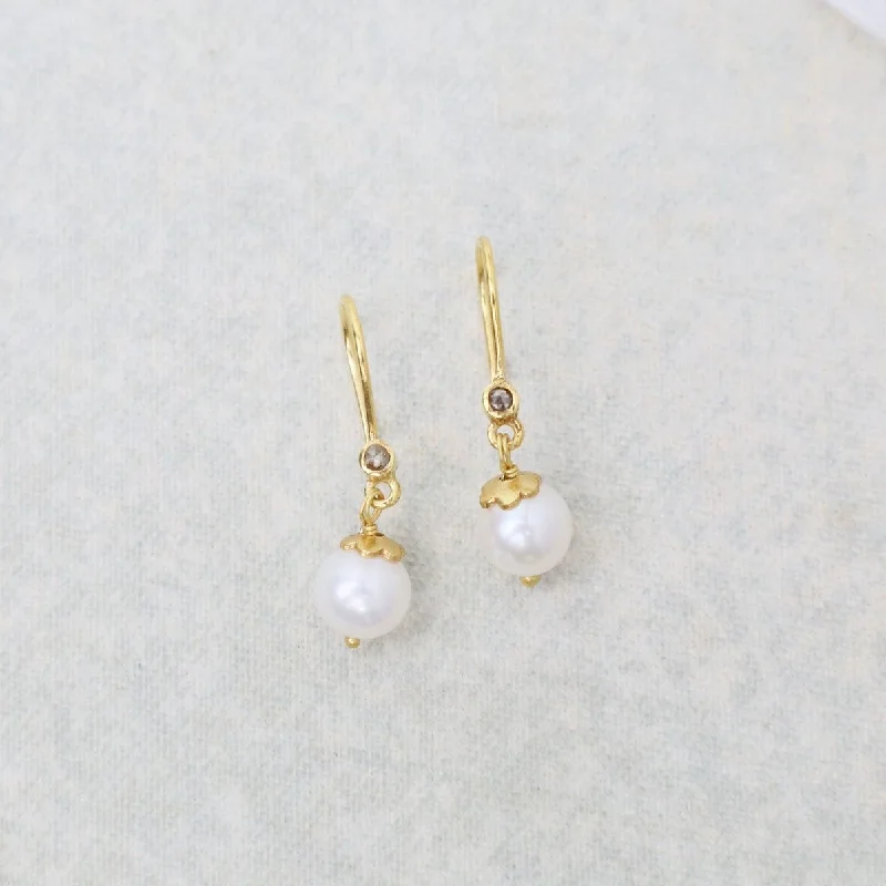 Pearl on a Diamond French Hook Earrings