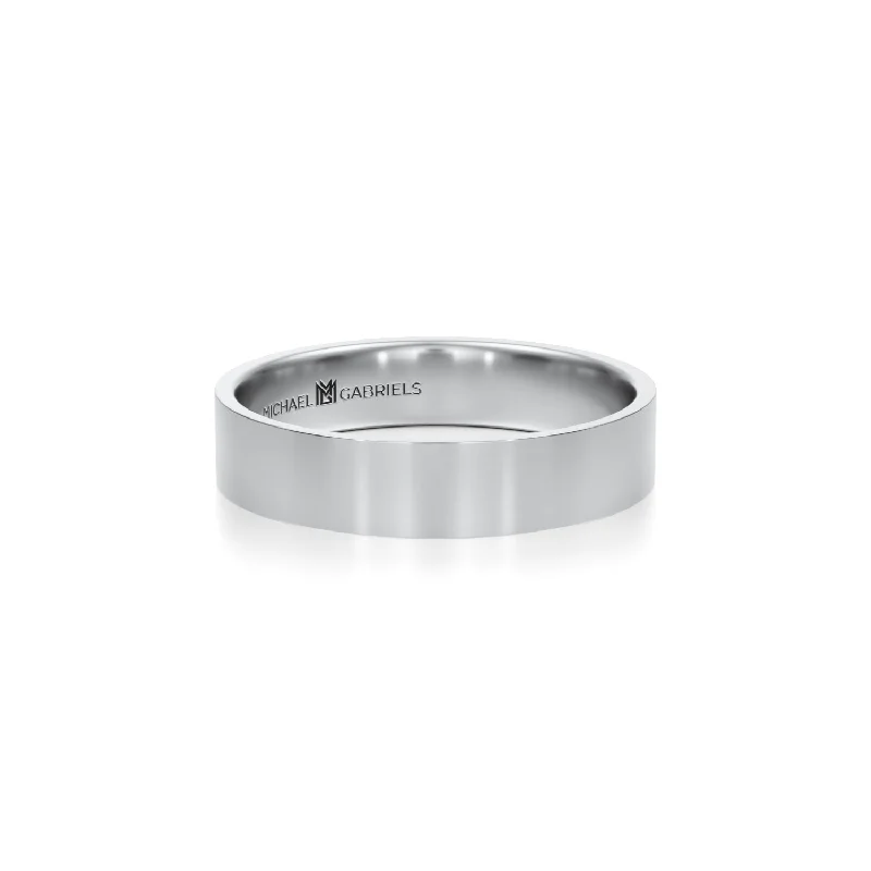 4mm Mens Flat Wedding Band - High Polish