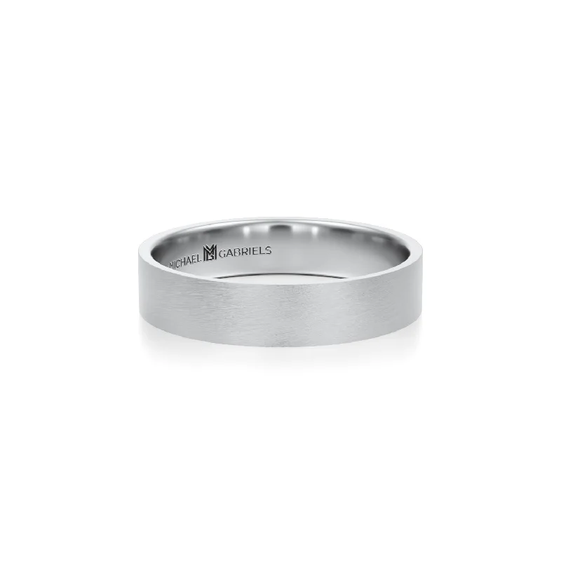 4mm Mens Flat Wedding Band - Matte