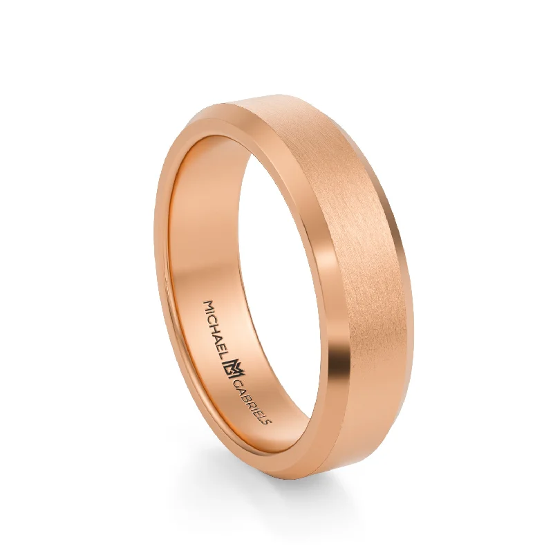 5mm Mens Beveled Wedding Band - Center Matte