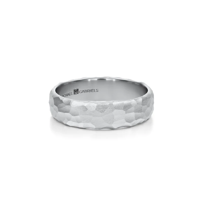 5mm Mens Wedding Band - Hammered Matte