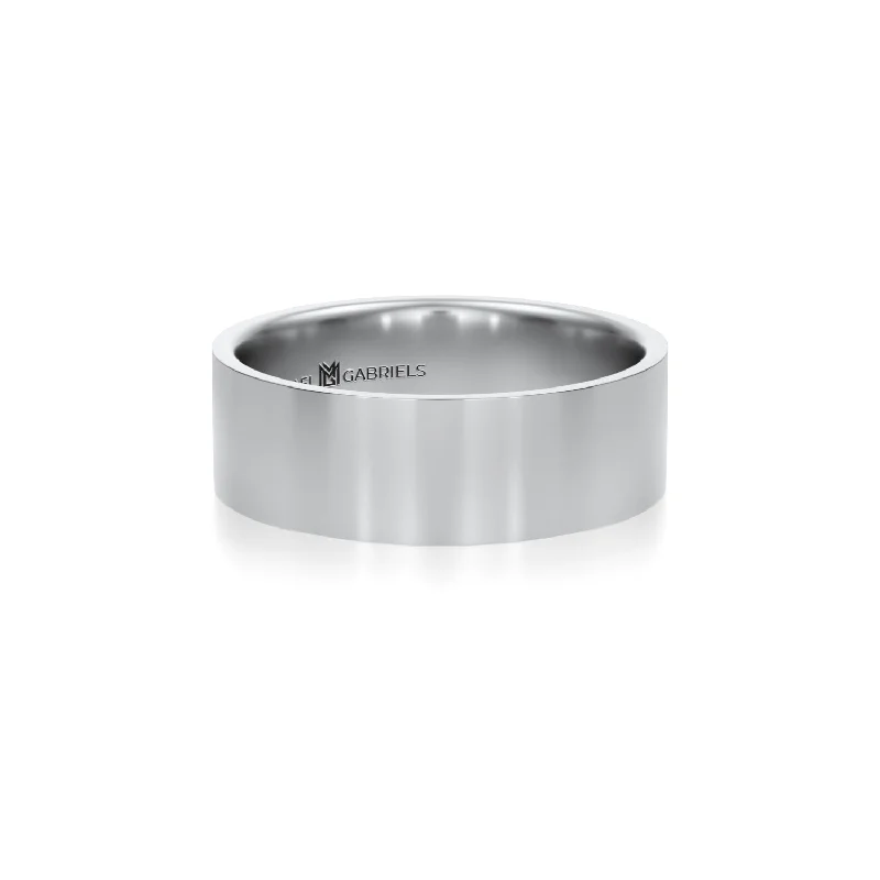 6mm Mens Flat Wedding Band - High Polish