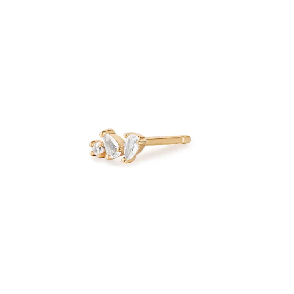 Cami Pear & Round White Sapphire Stud Earring - SOLD AS A SINGLE