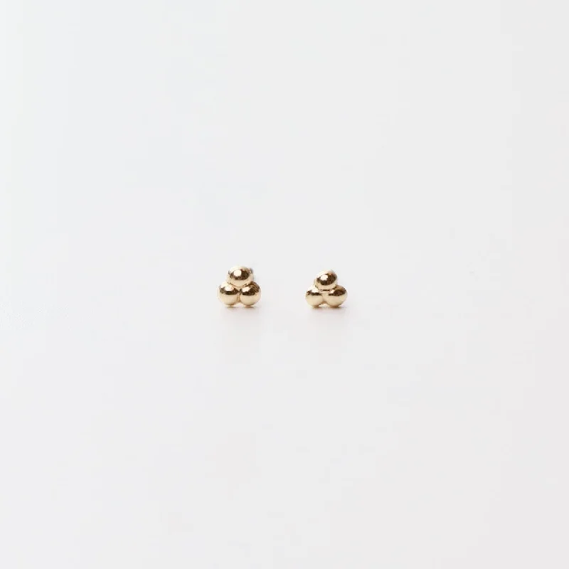 14K Yellow Gold Mini Trio Dot Post Earrings