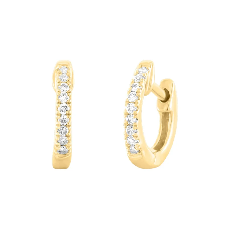 14k Yellow Gold Mini Diamond Huggie Earrings