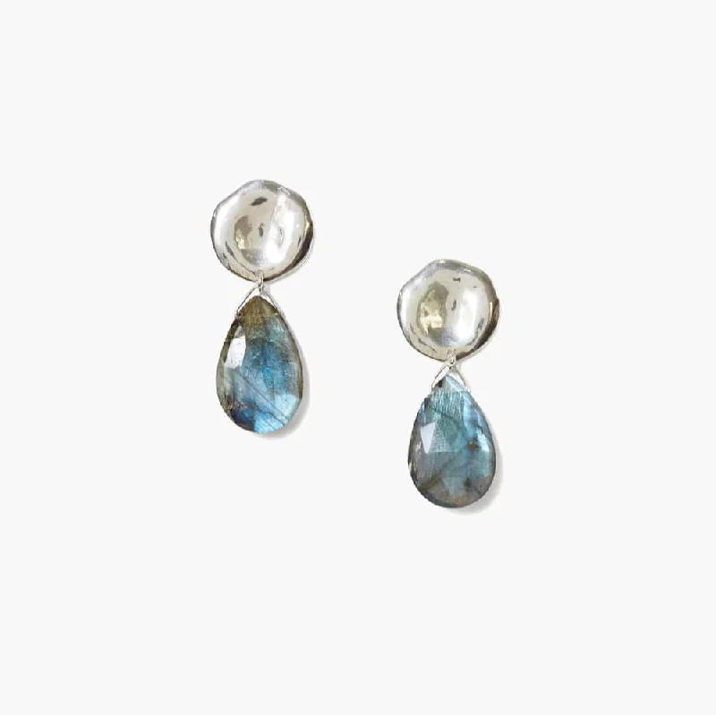 Yasmine Coin Drop Earrings in Labradorite