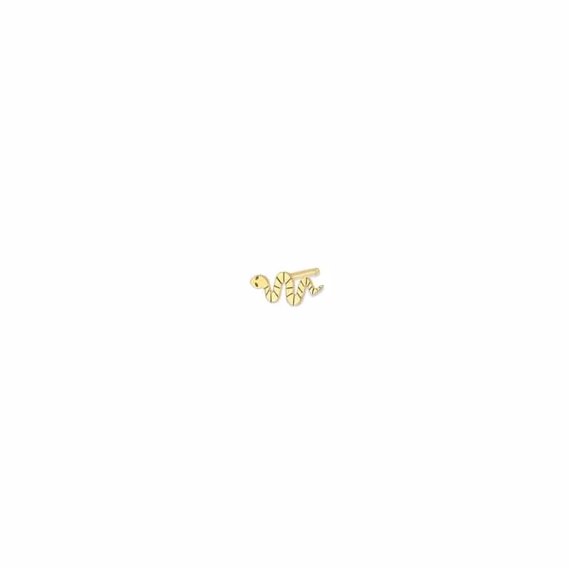 14k Gold Itty Bitty Snake Stud Earring - SINGLE