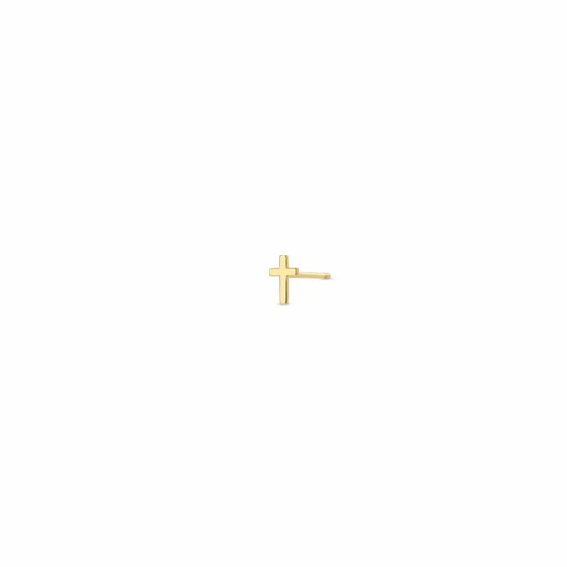 14k Gold Itty Bitty Cross Stud Earring - SINGLE