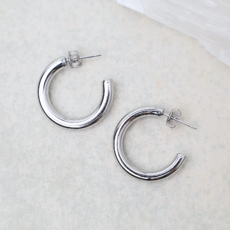 25mm Weightless Hoops in Stainless Steel