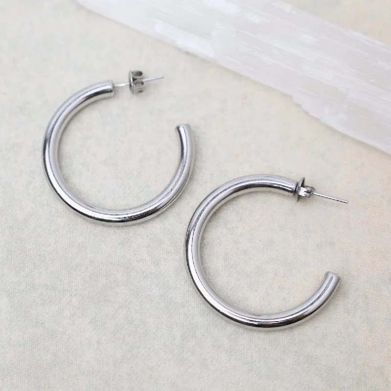 35mm Weightless Hoops in Stainless Steel