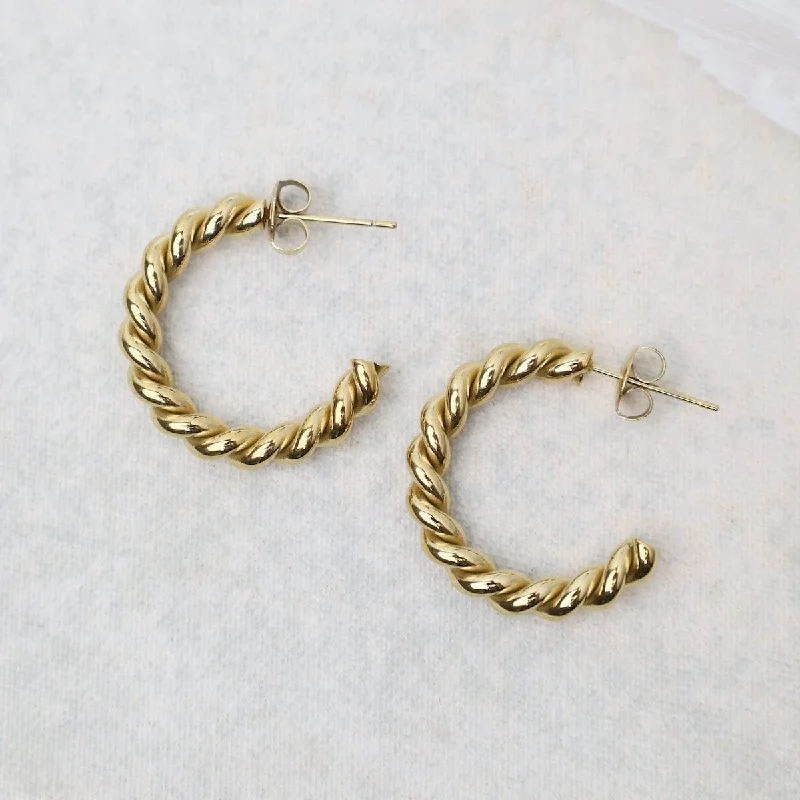 Totally Twisted Hoops in Gold Plated Stainless Steel