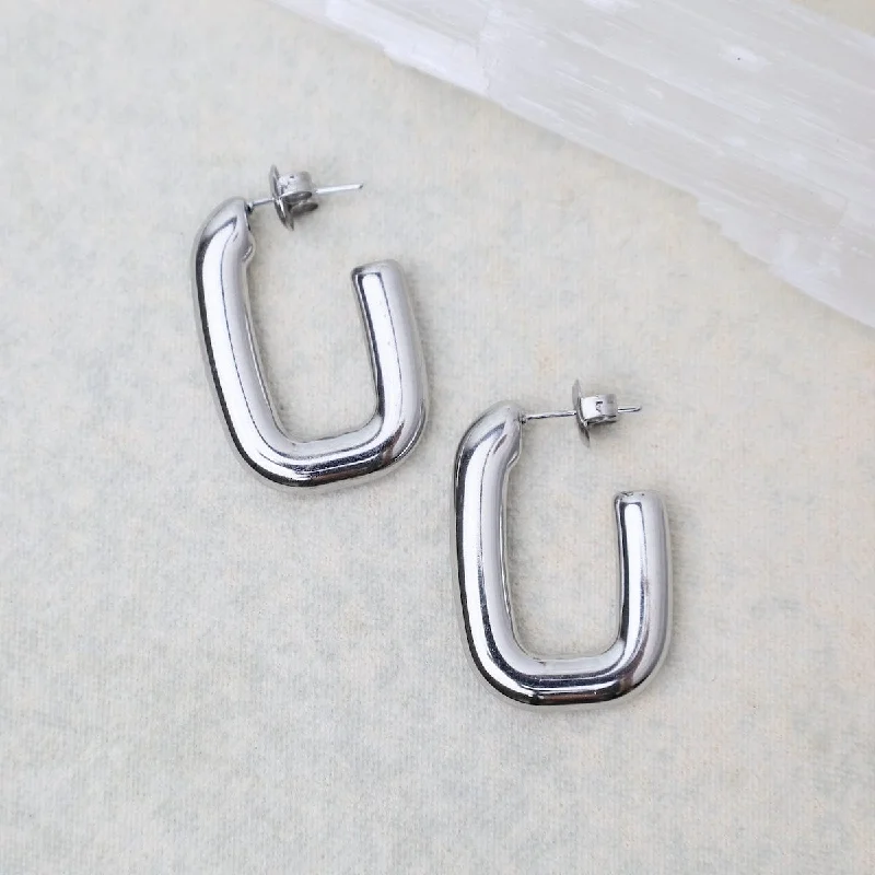 Link Look Weightless Hoops in Stainless Steel