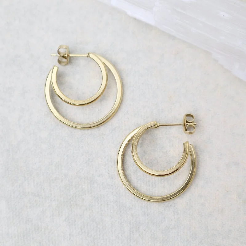 Hi-Lo Tide Hoops in Gold Plated Stainless Steel