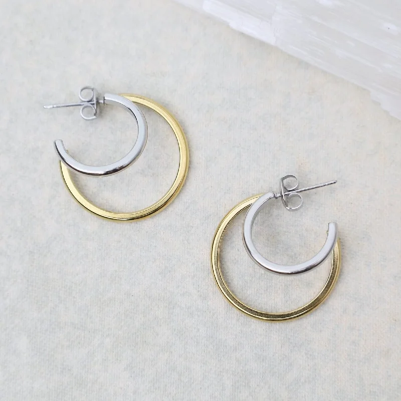 Hi-Lo Tide Hoops in Two Tone