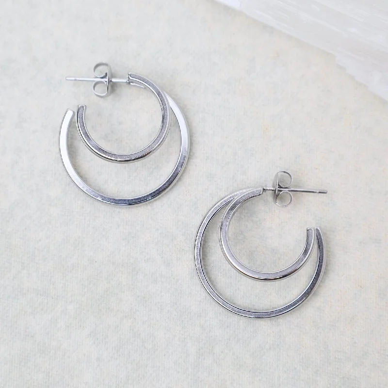 Hi-Lo Tide Hoops in Stainless Steel