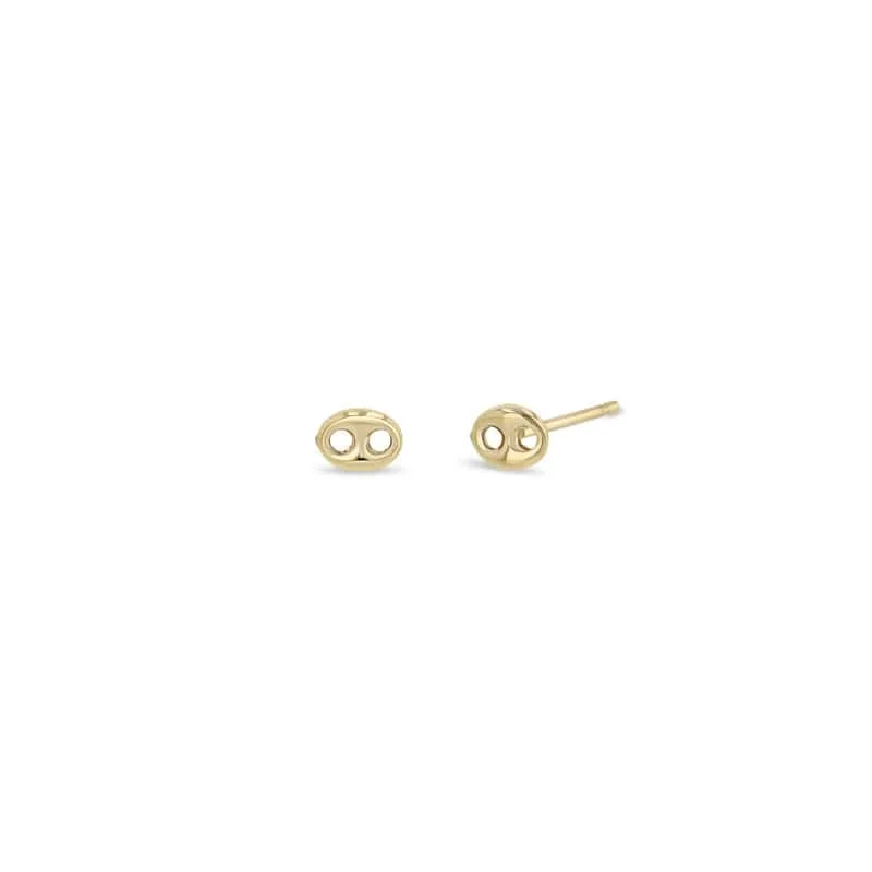 14k Gold Small Mariner Link Stud Earrings