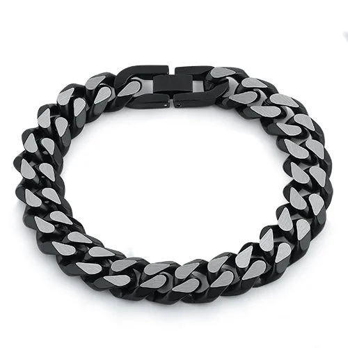 Stainless Steel Curb IP Black Link Bracelet