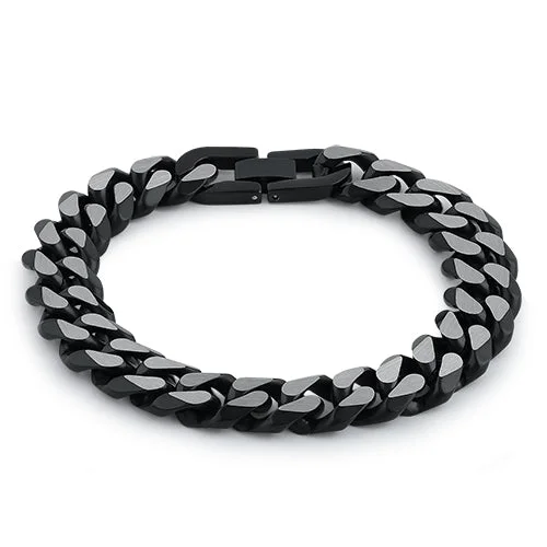 Stainless Steel Curb IP Black Link Bracelet