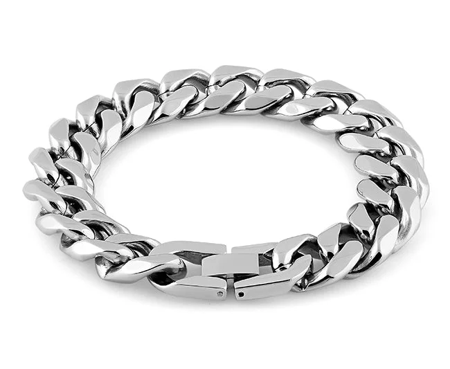 Stainless Steel Flat Curb Link Bracelet