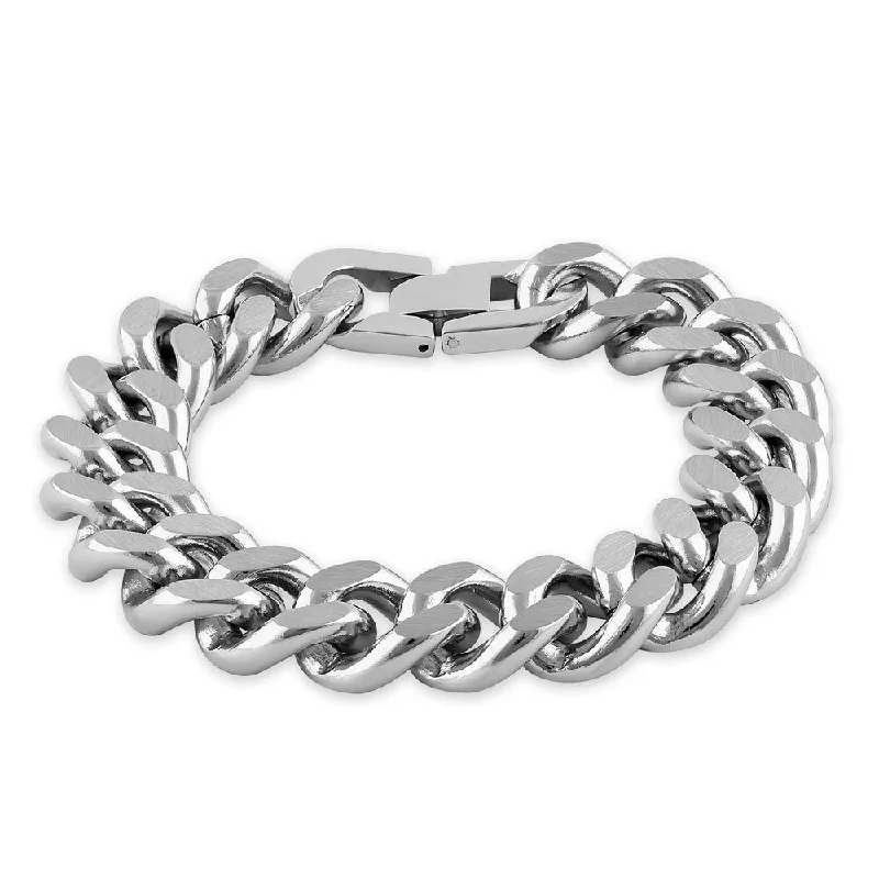 Stainless Steel Thick Flat Curb Link Bracelet