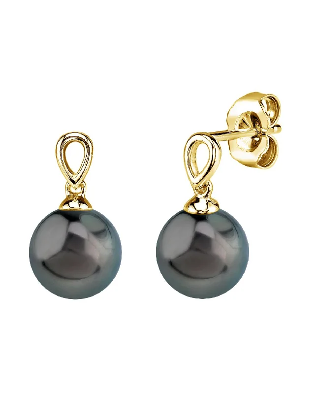 Black Tahitian Pearl Sugar Dangle Earrings